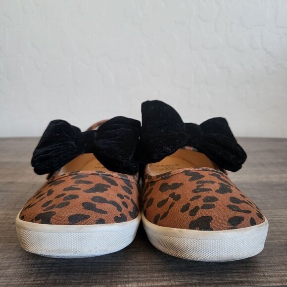 Janie and Jack Cheetah Print Bow Slip-On Sneaker Shoes Brown/Black Size Kid's 3 - Picture 2 of 9
